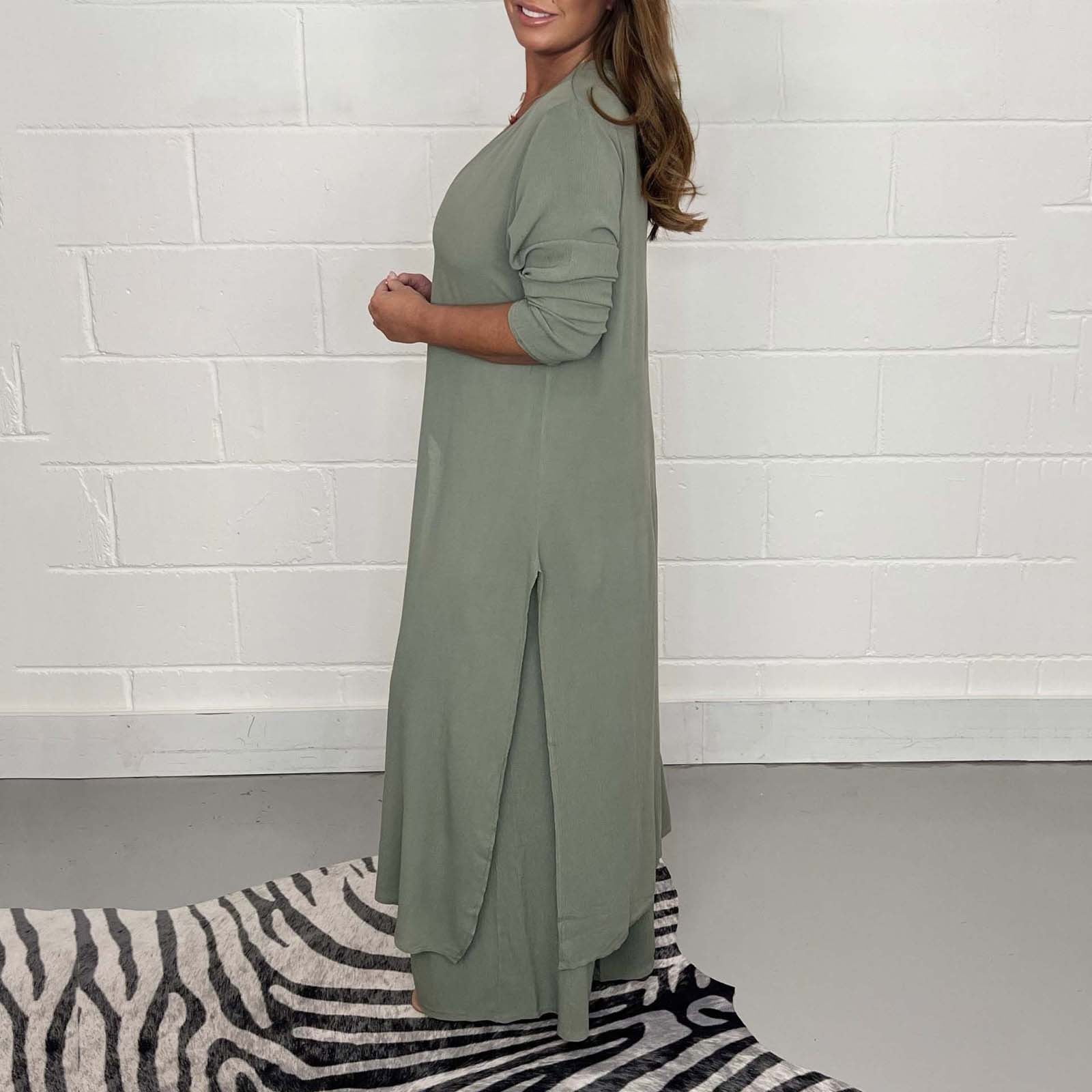 Ladies Casual Fashion Chiffon Vertical Lines Jumpsuit Long Sleeve