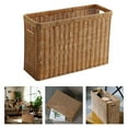 thumbnail image 2 of Leojiow Magazine Woven Rattan Magazine Rack With Handles Rectangular Storage For Newspapers Bottles Home Desk Brown Magazine 38X15X26Cm Utility, 2 of 7