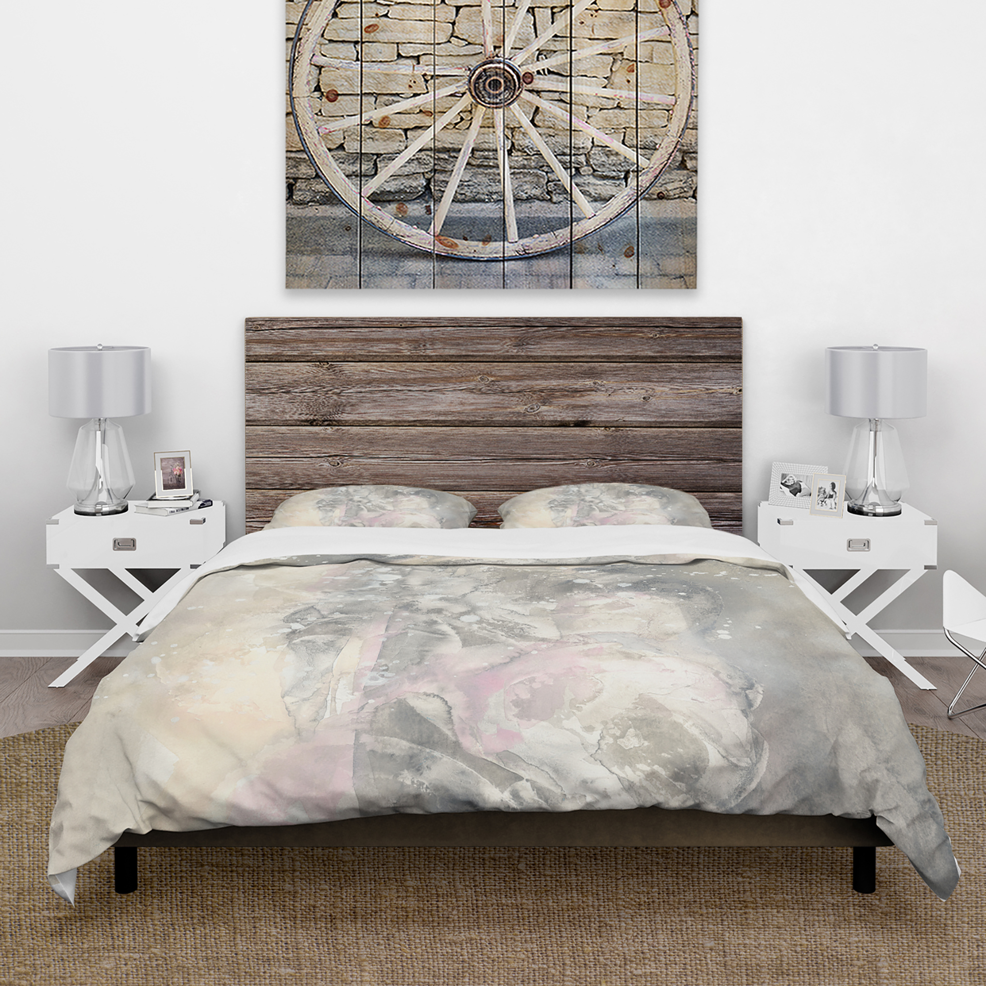 Designart 'Watercolor Snowflakes I' Cottage Duvet Cover Set
