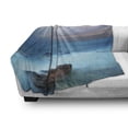 thumbnail image 3 of Nature Soft Flannel Fleece Throw Blanket, Tropic Sea with Rocks and Storm in the Air Tranquil but Dangerous Epic Scenery, Cozy Plush for Indoor and Outdoor Use, 70" x 90", Turquoise, by Ambesonne, 3 of 6