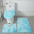thumbnail image 1 of Thickened 3 Piece Bathroom Rug Set U Shape Carpet Pad and Toilet Seat Absorbent Soft Microfiber Furry Bath Mat Light blue, 1 of 6