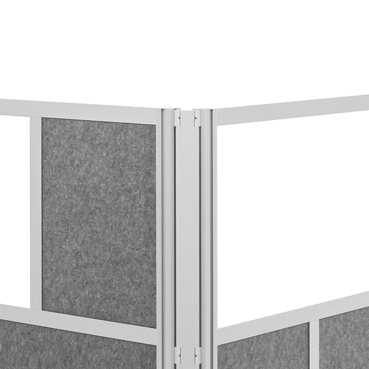 Luxor Workflow Modular Wall Bundle with 2 Walls + Hinge + Casters, 70" x 70" & 53" x 70", Silver, Freestanding