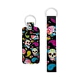thumbnail image 1 of WIRESTER Lipstick Chapstick Holder Keychain Neoprene Lip Balm Holder Cover With Wristlet Keychain Lanyard for Women - Colorful Sugar Skulls, 1 of 6