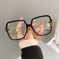 thumbnail image 2 of Gafas cuadradas de moda de gran tamaño retro para mujer, gafas con marco de metal, gafas de tendencia óptica para ordenador, 2 of 4
