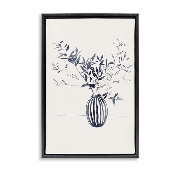 Stupell Industries Modern Minimal Bud Vase Black Floating Frame Canvas Art, 17 x 25, by Yuyu Pont