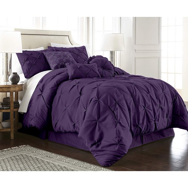 Chezmoi Collection Sydney 7Piece Pintuck Pinch Pleat Comforter Set