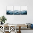 Framed Mountain Canvas Wall Art 3 Piece Blue Fog Mountain Painting Wall