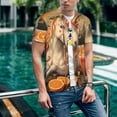 thumbnail image 6 of Zufioo Countryside Fruit White Horse Print Men's Baseball Short Sleeve, Moisture Wicking Button-Down Hip Hop Tee-4X-Large, 6 of 7