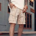 thumbnail image 4 of alcepopk Men's Cargo Shorts Casual Cotton Elastic Waist Work Shorts Drawstring Big Tall Classic Stretch Shorts(Khaki,3XL), 4 of 6