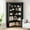 Black full back panel, variant on Corner Bookshelf 72.8in Farmhouse Bookcase Large Bookshelves Wood Bookcase Tall 5 Tier Corner Shelf L Shaped Bookshelf Storage Display Rack Living Room Bedroom