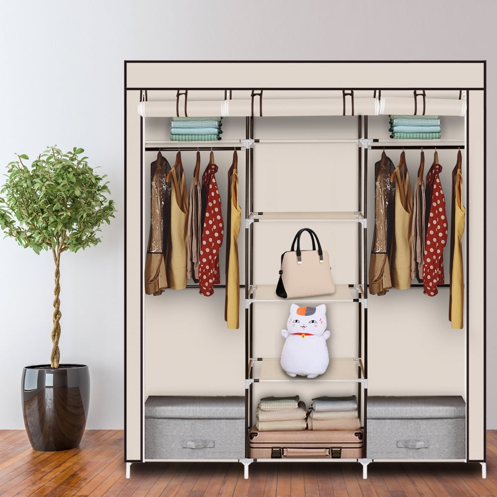Portable Garment Closet 60 In Clothes Hanger Wardrobe Storage Rack Heavy Duty 