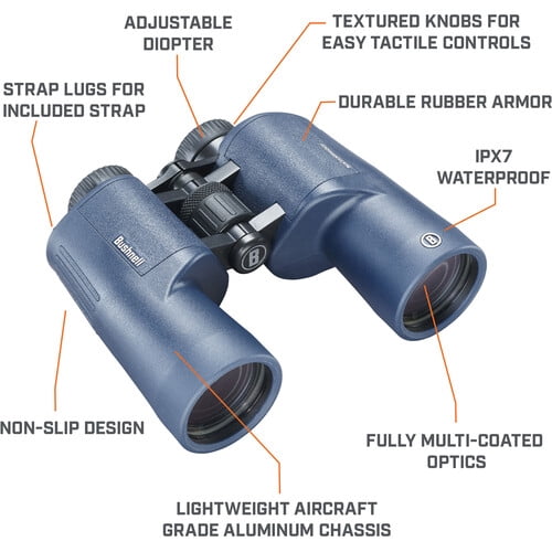 Bushnell 7X50 H20 Waterproof/Fogproof Binoculars (Dark Blue) with Cleaning Kit