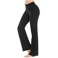 thumbnail image 2 of Ydkzymd Women's Yoga Pants Pockets High Waisted Wide Leg Bootcut High Waist Leggings Workout Casual Tummy Control Yoga Pants 4 Pockets Black XL, 2 of 5