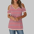 thumbnail image 2 of Tops de Algodón para Mujeres Tira Impresa Manga Corta Cuello en V Fuera Del Hombro, Top de Moda para el Uso Diario, 2 of 9