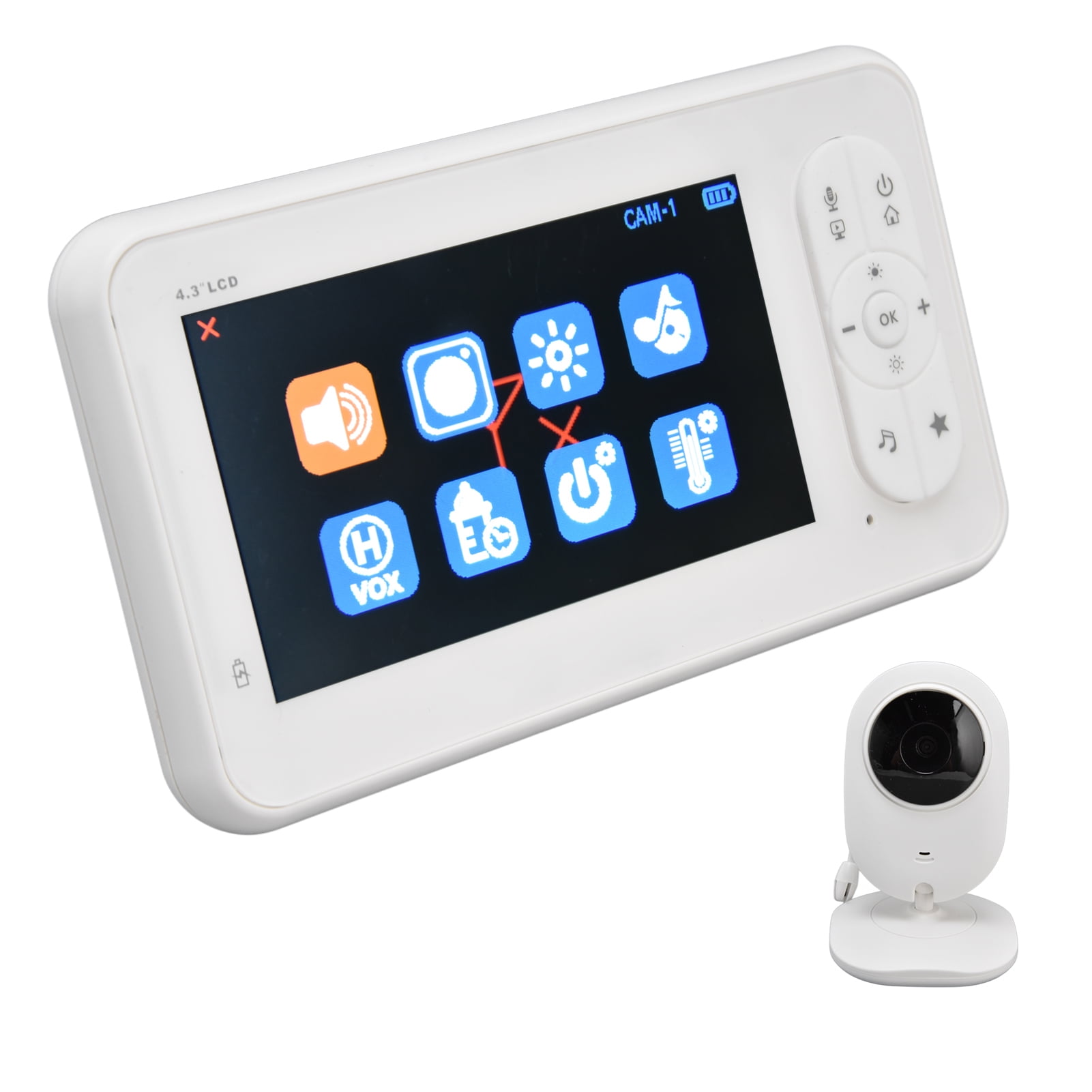 Baby Monitor, Temperature Detection Long Range 4.3in Large Split Screen