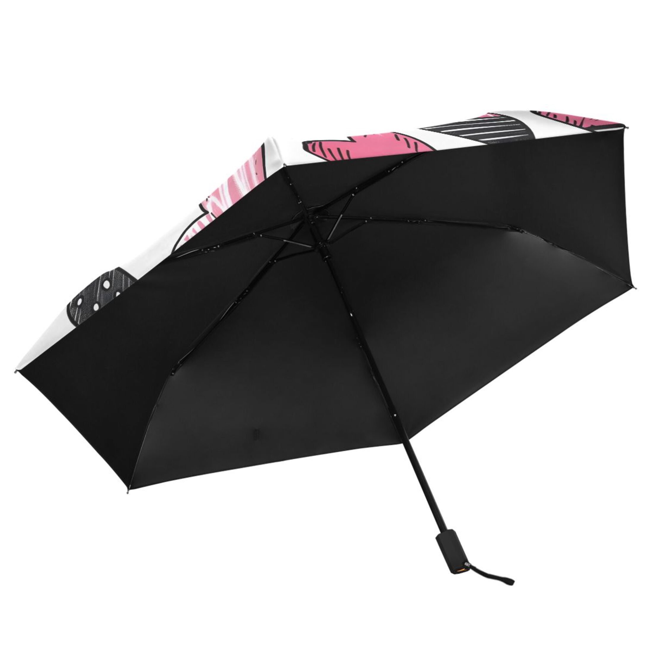ALAZA Hearts UPF 50+ Compact Folding Umbrella for Rain Travel Umbrella Packable