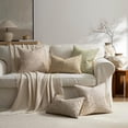 thumbnail image 7 of SUSIELADY Pack of 2 Throw Pillow Covers 18x18, Boho Textured Chenille Decorative Pillow Covers with Dots and Stripes, Square Cushion Covers for Couch, Sofa, Bed, Farmhouse Home Decor, Beige, 7 of 7