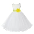 thumbnail image 2 of Ekidsbridal Girl Christening Flower Girl Dress - Ivory Ruffle Tulle with Tiebow 829T-A (Size: S-12), 2 of 3
