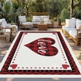 thumbnail image 3 of Outdoor Rug 3x5 ft Valentines Day Waterproof Outdoor Patio Rug Mat Non Slip Outside Area Rugs Carpet for RV,Camping,Porch,Deck,Pool,Balconybackyard,Red and Black Buffalo Check Plaid Love Hearts, 3 of 9