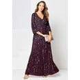 thumbnail image 6 of Roaman's Women's Plus Size Beaded V-Neck 3/4 Sleeve Sleeve Maxi Gown, 6 of 6