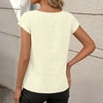 thumbnail image 5 of Dressy Blouses for Women Plus Size Crew Neck Short Sleeve Solid Color Pleated Front Tops for Women Beach Vacation Clothes Travel Business Casual Outfits, 5 of 9
