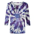 thumbnail image 5 of Nrmvnmi Womens 3/4 Length Sleeve Cotton Tops Casual Floral Print Round Neck Tie Dye Summer/Fall Tops Loose Fit Elastic and Lightweight Blouse For Women, 5 of 6