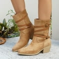 thumbnail image 4 of Women's Pointed-Toe High-Heeled Shoes Strap Pointed Chunky Heeled Ankle Boots, 4 of 7