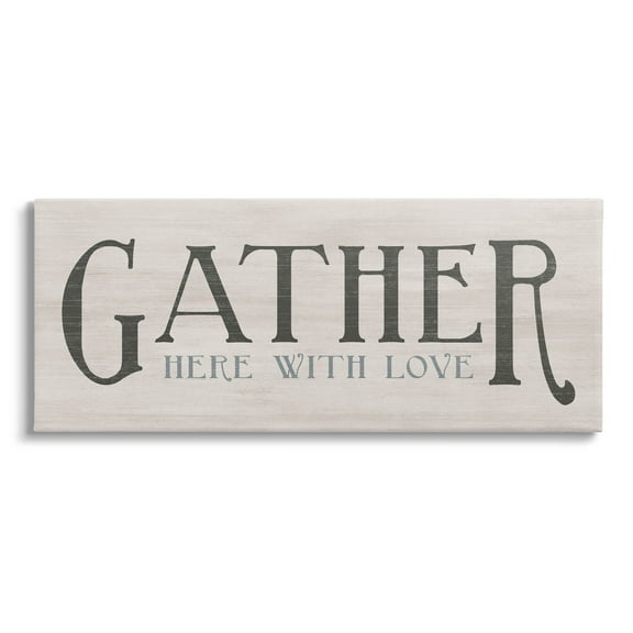 Gather Here With Love Phrase Inspirational Graphic Art Gallery Wrapped Canvas Print Wall Art