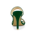 thumbnail image 2 of BLISSFUL STEP Women's Open Toe Stiletto High Heel Rhines Mules Sandals Emerald Green 9, 2 of 7