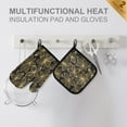 thumbnail image 4 of Yayeee Oven Mitts and Pot Holder Set of 4 Heat Resistant Kitchen Gloves Baking Hot Pad, Golden Elegance, 4 of 5
