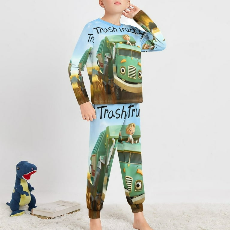Kids Trash Truck Pajamas 2 Pieces Pjs Kids Sleepwear Clothes