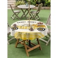 thumbnail image 4 of Outdoor Tablecloth with Umbrella Hole for Patio/Picnic/Party/Camping, Yellow Truck Waterproof Table Cloth Round Cover Washable, Spring Bees Daisy Car Star Buffalo Plaid Lines (Dia 54"), 4 of 8