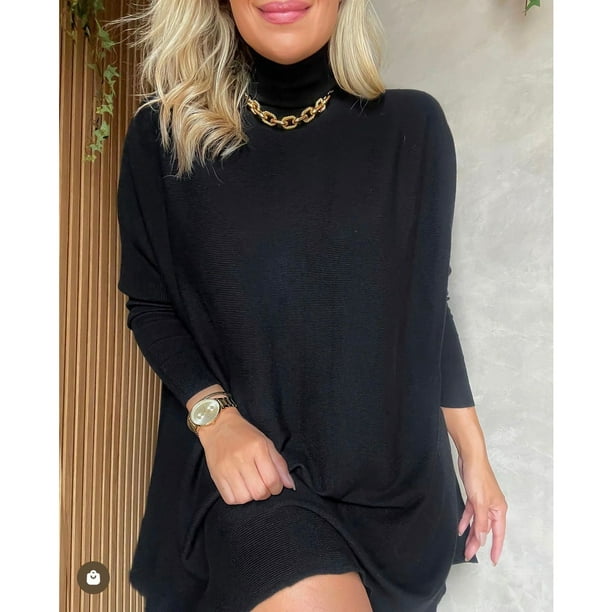 Vestido Mujer Manga Larga Cuello Alto Invierno Poncho Maxi Blusa Lanzinha Deng Xun unisex Walmart en linea