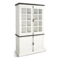 Pemberly Row Carriage House Mahogany Solids and Veneers Buffet & Hutch in White