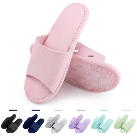 Women's Slip On Slippers Non-Slip Shower Sandals for Women, Pink Soft Foams Sole Pool Shoes for Bathroom, Shower Bath Slippers Beach Water Slide House Slippers for Indoor Outdoor Massage (Best Footwear For Flat Feet)
