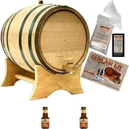 Outlaw Kit From American Oak Barrel - Make Your Own Kentucky Bourbon Whiskey (2 Liter, Natural Oak With Black