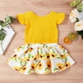 thumbnail image 3 of 2Pcs Baby Girls Cute Short Sleeve Knitted T-Shirts Top + Floral Skirt Set Toddler Dress, 3 of 7