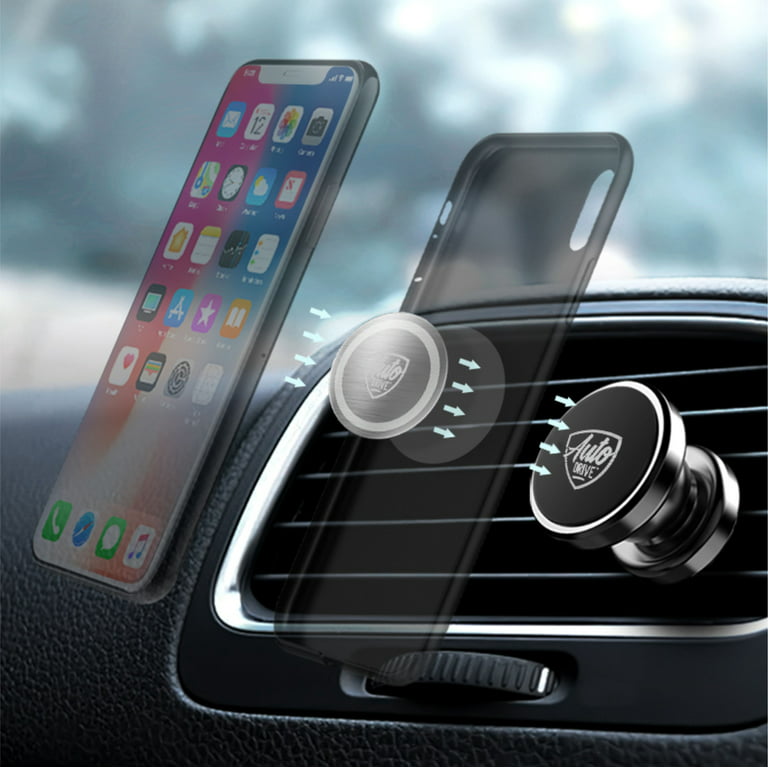 Auto Drive Magnetic Vent Mount Phone Holder with Four Strong Built-in  Magnets,Single-Hand Operation 