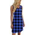 thumbnail image 5 of CIENVNSTG Womens Summer Plaid Printed Sleeveless V-Neck Beach Cover up Dresses Casual Loose Resort Wear Sundresses Tank Dress Swimsuit Coverup Royal Blue M, 5 of 5