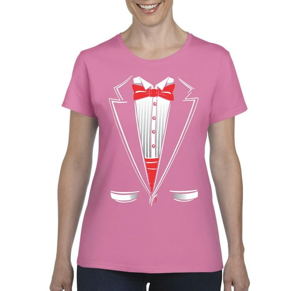 NIB - Women's T-Shirt Short Sleeve - Tuxedo Prom Costume