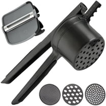 Potato Ricer Stainless Steel (15 oz, Black) - Heavy Duty Potato Masher with 3 Interchangeable Discs & Peeler - Easy Mashed Potatoes Kitchen Tool by Kovilo$$Home Decor, Kitchen, & Other