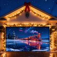 thumbnail image 2 of SIfdSeng Get it Fast Glow In the Dark Garage Door Banner for Outdoor Holiday Yard with Festive Santa Sleigh Reindeer Design Weather Large Size Holiday Party Sign, 2 of 5