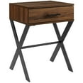 thumbnail image 1 of Brin 18" X-Leg 1-Drawer Metal and Wood End Table in Dark Walnut, 1 of 5