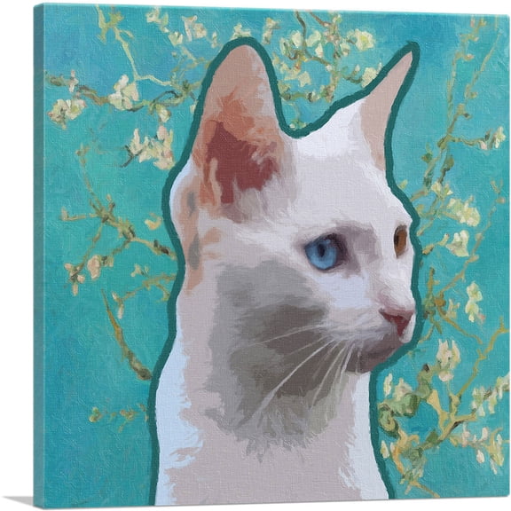 ARTCANVAS Burmilla Cat Breed Teal Canvas Art Print - Size: 26" x 26" (0.75" Deep)
