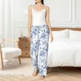 thumbnail image 5 of Uemuo Rose Flowers Pattern Women's Wide Leg Palazzo Lounge Pants with Pockets Light Weight Loose Comfy Casual Pajama Pants-Small, 5 of 9
