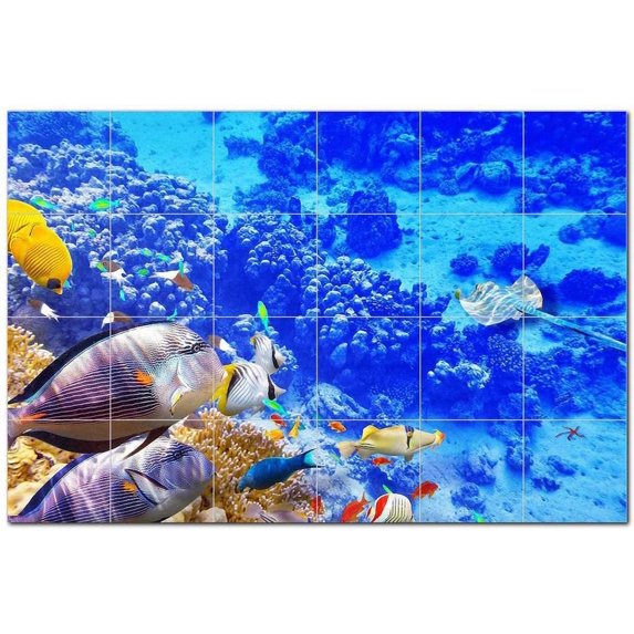 Coral Fish Underwater Ceramic Tile Mural Kitchen Backsplash Bathroom Shower, 403