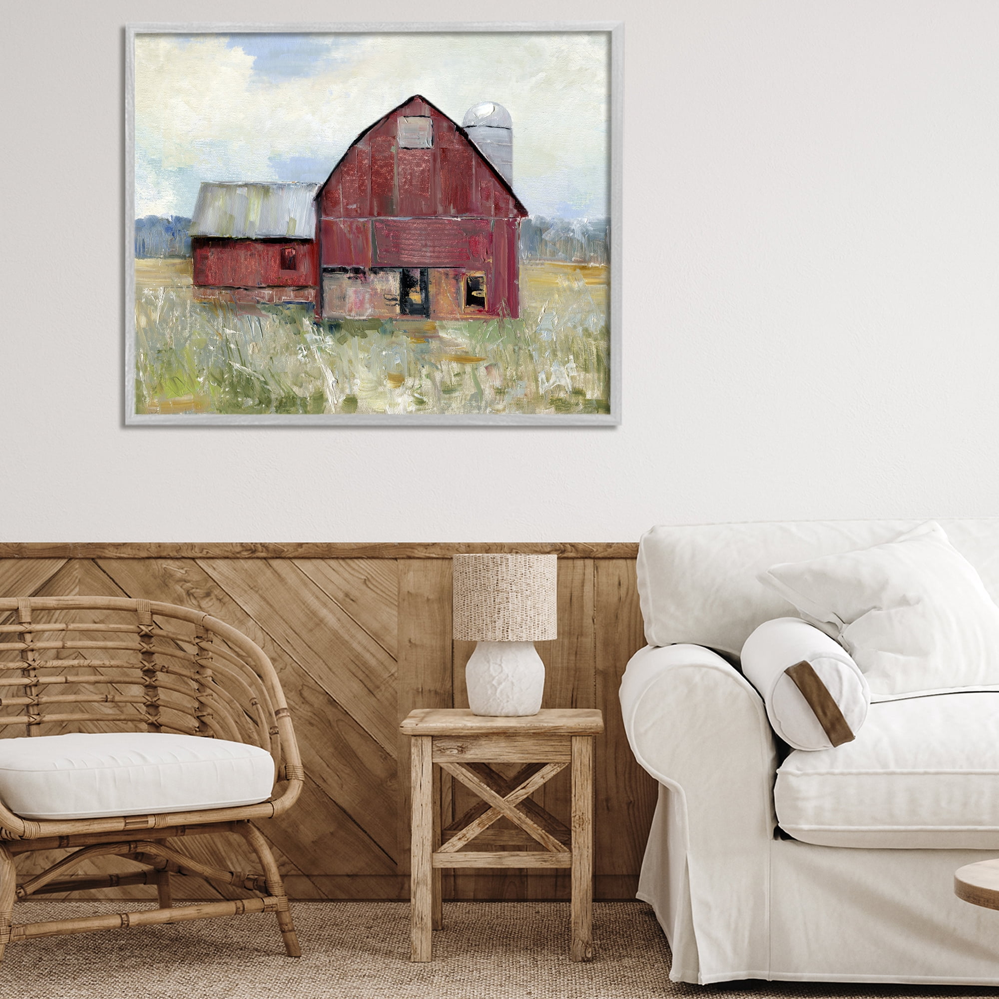 Stupell Industries Red Rugged Barn Gray Framed Giclee Art, design by Sally Swatland