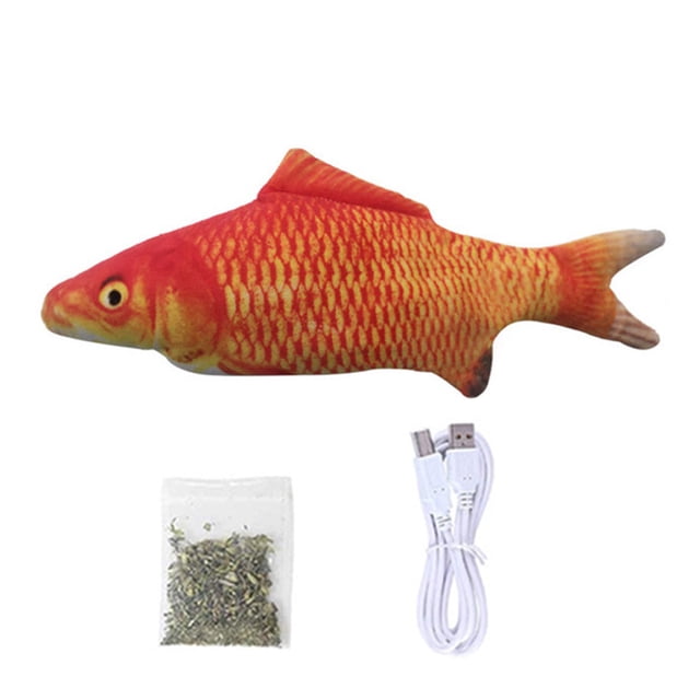 Juguete de pez móvil para gatos, juguete eléctrico de pez que se mueve, juguete de hierba gatera con pez flexible, juguete de peluche realista de pez eléctrico que se mueve para gatos de