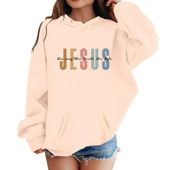 Girls Hoodies Long Sleeve Spring Jesus Letter Graphics Hooded Kids Boys Pullover