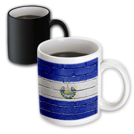3dRose National flag of El Salvador painted onto a brick wall Salvadorian, Magic Transforming Mug, 11oz